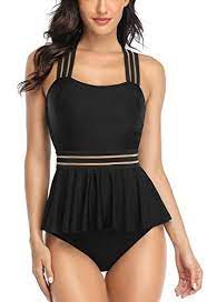 B2prity Womens Tummy Control Bathing Suits Slimming Tankini Swimsuits Crossover Two Piece Mesh Swimw Mesh Tankini Swimsuit Slimming Swimsuits Mesh Bathing Suit