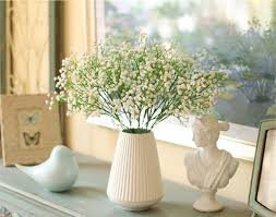 Artificial fake babys breath gypsophila silk flowers. Amazon Com 10pc Artificial Baby Breath Gypsophila Flower Wedding Home Decor Gift White Arts Crafts Sewing Home Interiorde Plant Decor Home Decor Decor