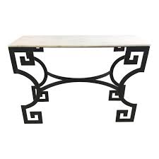 Modern Greek Key Iron And White Marble Console Table In 2020 Marble Console Table Marble Tables Design Console Table