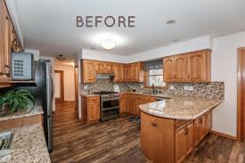 If this type of grain bothers you and you want to paint your oak cabinets, you will need to use a grain filler product. Diy Painted Oak Kitchen Cabinets Makeover Average But Inspired