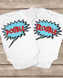 Double Trouble Twinsie Set Two Twin Twins By Twinsiestotshop 30 00 Twin Shirts Twin Baby Gifts Twin Baby Clothes