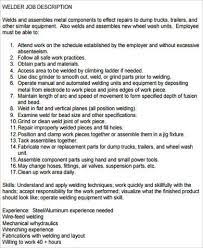 Free 9 Sample Welder Job Description Templates In Ms Word Pdf