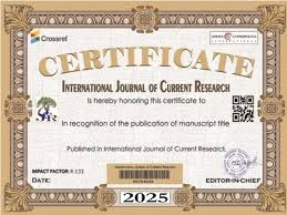 PUBLICATION CERTIFICATE | International Journal of Current Research