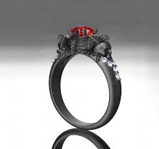 Black And Gold Ring Moonlight 1 40ct Natural Ruby And White Diamonds White Rose Black Gold Bat And Skull Engagement Ring With Images Skull Engagement Ring Black Gold Ring Black Gold Jewelry