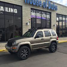 House Of Dubs On Instagram Jeep Liberty With Wrapped Matte Black Grill And Hood Lifted On 20 Fueloffroad Wheels Wrapped In Nit Jeep Liberty Jeep Jeep Cars