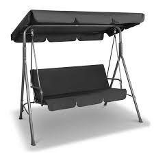 A swing is a hanging seat, usually found in a playground for children, a circus for acrobats, or on a porch 3 seater canopy swing cover. Milano Outdoor Swing Bench Seat Chair Canopy Furniture 3 Seater Garden Hammock Black Swing Chair Outdoor Outdoor Furniture Swing Canopy Swing