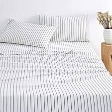 Black And White Striped Sheet Set Full Amazon Com Wake In Cloud White Striped Sheet Set 100 Washed Cotton Bedding Black Vertical Ticking St In 2020 Cotton Bedding Ticking Stripe Bedding Striped Sheets