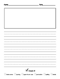 Small children can practice their writing on this paper and also have fun by drawing inside the picture box. Writing Paper With Self Editing Checklist For Kindergarten And First Grade