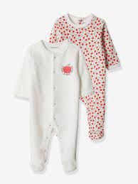 Vertbaudet 2er Pack Baby Samt Strampler Apfel In