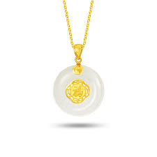 Clover of Fortune 999 Pure Gold Jade Pendant | SK Jewellery