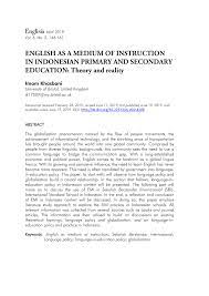 Berbagai organisme kecil yang tidak kasatmata ini menyerang manusia, binatang, dan makhluk hidup lainnya. Pdf English As A Medium Of Instruction In Indonesian Primary And Secondary Education Theory And Reality