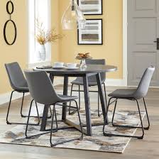Shop for dining room table and chair sets that will be the centerpiece of your room's style. Signature Design By Ashley Centiar D372 16 4x08 5 Piece Round Dining Table Set With Gray Faux Leather Chairs Pilgrim Furniture City Dining 5 Piece Sets