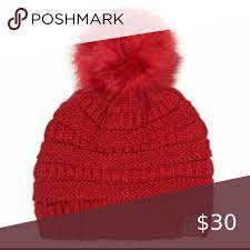 Nwot C C Cable Knit Faux Fur Pom Hat Fur Pom Pom Faux Fur Pom Pom Hat Cable Knit Hat