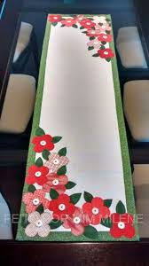Caminho De Mesa Com Canto Mitrado Caminho De Mesa Flores Caminho De Mesa Artesanato Em Tecido Ideias Para Artesanato