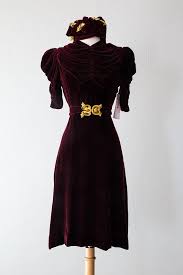 Vintage 1930s Dress 30s Bordeaux Silk Velvet Cocktail Dress With Belt And Hat Waist 28 Vintage 1930s Dress Vintage Clothes Women 1930s Dress