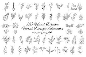 Download 110 Hand Drawn Floral Design Elements Freepsdvn