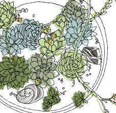 Hen And Chicks Succulent Container Garden Line Drawing Art Etsy In 2020 Succulents Drawing Line Art Drawings Garden Illustration