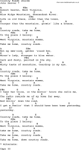 Lyrics Center John Denver Take Me Home Country Roads Lyrics And Chords