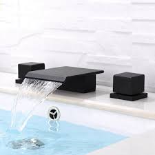 The great point ceramic rectangular undermount bathroom sink with overflow from nantucket sinks makes a fine addition to your bathroom. Matte Black Square Basin Faucet Waterfall Widespread Bathroom Sink Tap