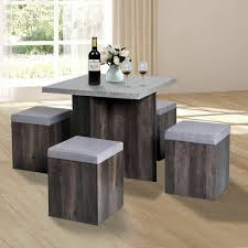 Concrete countertops are ideal for those seeking a versatile material with a natural sensibility. 4 Seat Square Dining Table Concrete Grey Stools Cement Space Saving Kitchen Set For Sale Online Ebay