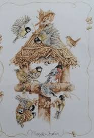 It is framed in a deep pine with no matt which is simple and suits our modern home. Marjolein Bastin Gathering Birds Cross Stitch Pattern 3170 Lanarte Birdhouse Cross Stitch Patterns Stitch Patterns Cross Stitch Kits