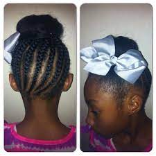 Braids Up To A Donut With Bow Hairstyle Kids Hairstyles Hair Styles Bow Hairstyle