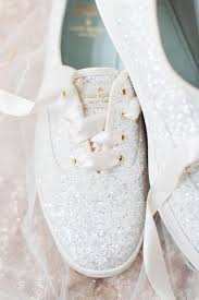 Flache Hochzeitsschuhe Kate Spade Kids Hochzeit Glitzer Brud Bryllup Hvite Sko