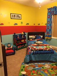 Thomas The Train Bedroom Created By My Brain The Sharp Lines Were Helped Along By Frog Tape Train Bedroom Decor Toddler Boys Room Train Room Decor