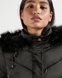 TED BAKER SAMIRA LONG BELTED PADDED COAT IN BLACK SIZE TED 4