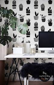 Great savings free delivery / collection on many items. Geometric Cacti Pattern Simple Black And White Wallpaper Etsy White Wallpaper Black And White Wallpaper Wallpaper