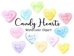 Watercolor Candy Hearts Clipart Sweets And Treats Clip Art Etsy Heart Candy Clip Art Watercolor