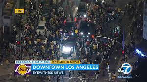 All the best los angeles lakers champs gear and lakers finals championship hats are at the lids lakers store. Fans Descend On Staples Center In Downtown La After Lakers Win Championship Abc7 Los Angeles