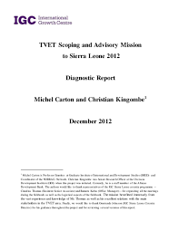 Pdf Tvet Scoping And Advisory Mission To Sierra Leone 2012