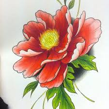 Contour Drawing Of A Beautiful Flower Mẫu đơn Hoa