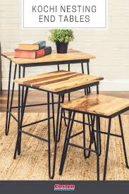 The Natural Beauty Of Sheesham Wood Shows In The Solid Wood Hand Crafted Kochi Nesting End Tables This Nesting End Tables Modern Rustic Furniture End Tables