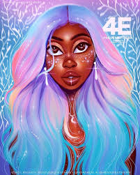 🧡💜🦄Sofiyah 🦄💜🧡 Glitter everywhere!!!!!! Let me know if you want  prints of her 👌👌#illustration #drawing #makeup #glitter #blackart…