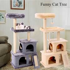 Sicak Catt Agaci Cok Duzeyli Ve Luks Kedi Kuleleri 50 Inc 2 Kinamak Genis Tunemis Tirmalama Sutunu Sarkan Toplari Ve Rampa Mobilya Ve Kedi Tirnakliklari Aliexpress