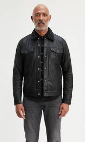 Faux Leather Sherpa Trucker Jacket Black Levi S Us