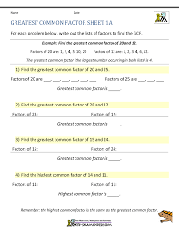 Teach highest common factor and lowest common multiple with ease with this selection of engaging resources for secondary mathematics. Greatest Common Factor Worksheet Page