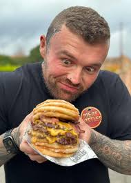 Tom Warwick of Meat Castles has created a huge burger using Krispy Kreme  doughnuts for the bun