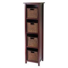 Check spelling or type a new query. Winsome Milan 5 Tier Tall Storage Shelf With 4 Wired Baskets In Antique Walnut 94411