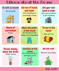 Home Idioms 28 Useful Idioms About The House And Home 7 E S L English Idioms Idioms Learn English Vocabulary