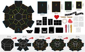 The box with the 12 square would have to have a 6 1/2 square, scored 1 1/4 all the way around. Int Rend Xxl Explosionsbox Geschenk Diy Foto Box Set Inkl 5 Themen Schablonen Personalisierte Uberraschungsbox Fur Geburtstag Hochzeit Valentinstag Kreatives Fotoalbum Fur Freundin I Freund Amazon De Kuche Haushalt Wohnen