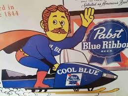 VINTAGE Style Pabst Beer Red Snowmobile Metal Sign 24in Beer Display