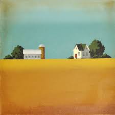 Original Painting Modern Farmhouse Minimal Farm By Thepaintedsky 150 00 Via Etsy Farmhouse Art Modern Folk Art Farm Paintings