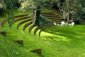 Grassy Amphitheater Garden Stairs Large Backyard Landscaping Backyard Landscaping In 2020 Formal Garden Design Landscape Stairs Garden Stairs