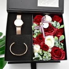 Valentine S Day Quartz Watches Bracelet Soap Rose Gift Set Flower Box Gift Valentines Gift Box Gifts