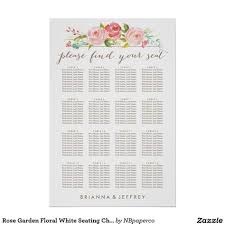 Rose Garden Floral White Seating Chart Poster Zazzle Com