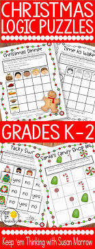 Christmas Logic Puzzles Gr 1 3 Beginning Logic Puzzles Christmas Worksheets Holiday Lessons Everyday Math