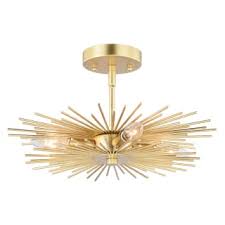 Follow the manufacturer's instructions and install the dome or shade covering, connecting it to the base of the fixture. Vaxcel Lighting C0227 Gold Nikko 16 Wide Sunburst Semi Flush Ceiling Fixture Lightingdirect Com